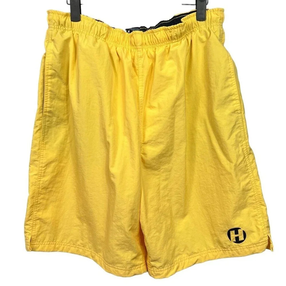 Tommy Hilfiger Yellow Swim Trunks Men Size L Bathing Suit Lined Drawstring